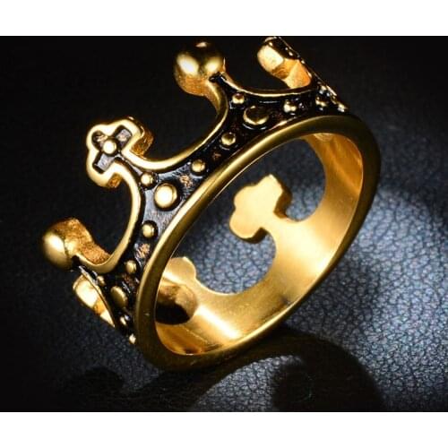 The King Crown Ring for Men Quality Titanium Steel Ring Vintage Men Ring Wholesale Never Fade or Rust Big Size 7-12 Bijoux jz123