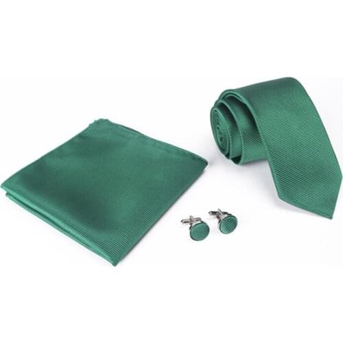 GUSLESON Brand New Silk Solid Tie Set 6cm Pink Green Necktie Pocket Square Tie Handkerchief Cufflinks Suit For Wedding