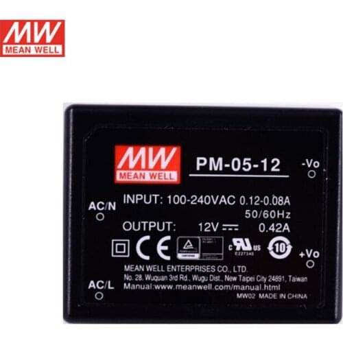 MEAN WELL PM-05-12 5W 12V Medical Grade on Board type Switching Power Supply 110V/220V AC to 12V DC 0.42A Medical Power Unit PSU