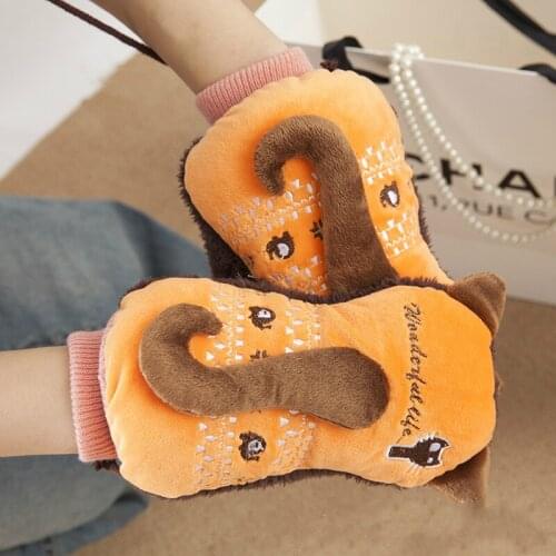 Lovely Carton Tail Women Men Kids Winter Gloves Girls Outdoor Keeping Warm Thick Cotton Fitness Gloves For Students