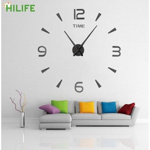 Modern Design Home Decoration DIY Acrylic Sticker Clock Creative Wall Clock Quartz Watch For Living Room