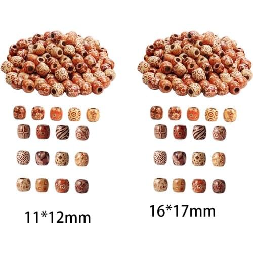 Painted Wooden Beads Spacer Round Big Hole Beads For Jewelry Making Fit Charm Bracelet DIY Findings 11*12/16*17mm