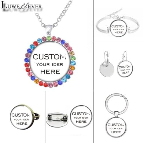 New Custom Glass Necklace Bracelet 25mm 30mm Double Sided Round Glass Cabochon Jewelry For Unisex Charm Pendant