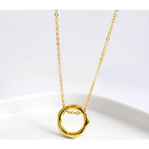 Simple Geometric Circle Pendant Necklace for Women Charms Kpop Party Jewelry Clavicle Chain Female Necklace Vintage Choker Gift