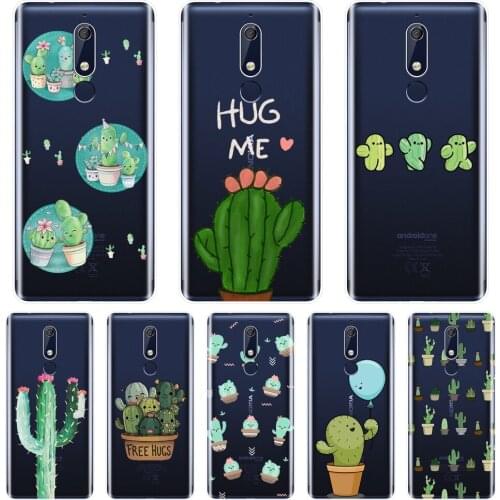 Phone Case Silicone For Nokia 2.1 3.1 5.1 6.1 7.1 Cactus Floral Green Plants Soft Back Cover For Nokia 7.1 6.1 5.1 3.1 2.1 Plus