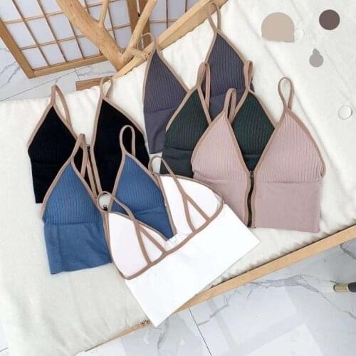 New Sexy Zipper Crop Tops Brassiere Women Camisole Lingerie Sleeveless Female Tank Top Sport Bra Slim Fit Bralette Tube Top