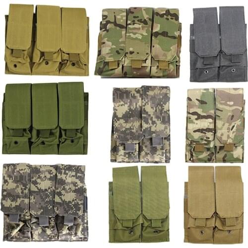 Triple / Double Nylon Magazine Pouch For 5.56mm AR15 M4 Molle Vest Storage Clip Pouch Hunting Shooting Mag Bag Army Accessories