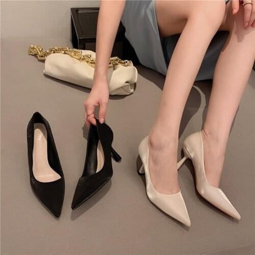 Fashion Mary Jane shoes womens spring and summer 2021 new net red retro high heels pointed single shoes women