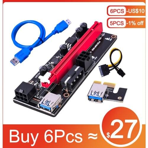 New Upgrade VER009 USB 3.0 PCI-E Riser VER 009S Express 1X 4x 8x 16x Extender Riser Adapter Card SATA 15pin to 6 pin Power Cable