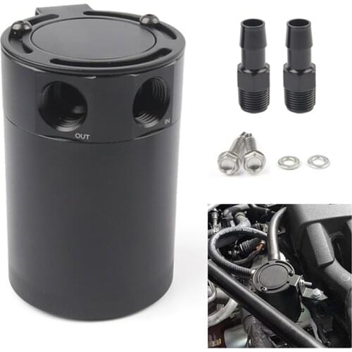 Universal Compact Baffled 2-Port Aluminum Oil Catch Can Reservoir Tank Reservoir Turbo Oil Catch can