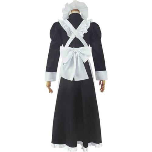 British style pearl line Dress Long coffee shop maid Dress wear British England cafe maid apron cosplay dress