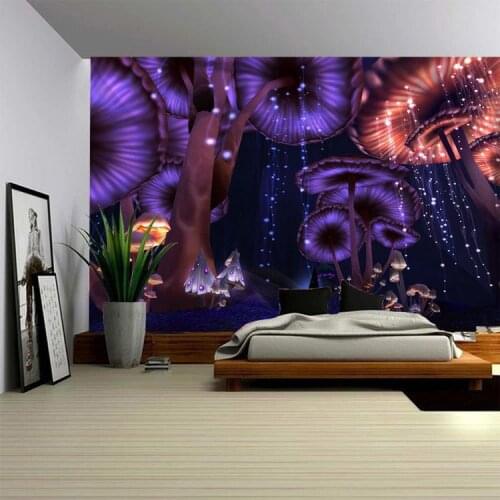 Magical Mushroom Tapestry Wall Hanging Landscape Wall Tapestry Psychedelic Nature Forest Wall Carpet Home Decor Bedroom Home