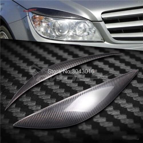 High Quality Real Carbon Fiber decoration Headlights Eyebrows Eyelids cover for Mercedes-benz C class C180\200\260 C300 W204 C63