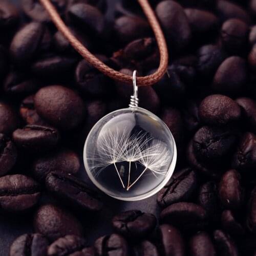 Creative Dandelion Women Pendant Necklaces Fashion Ladies Wedding Jewelry Accessories Crystal Glass Ball Necklace Valentine Gift