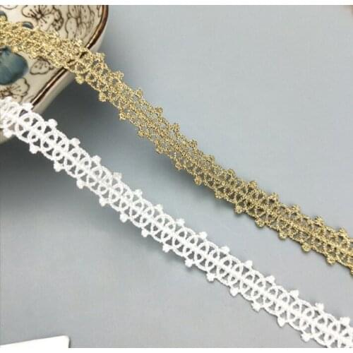 1 Yard 1.2 CM Width Circle Lace Trim Gold White Ribbon For Dress Costume Curtains Decorations Clothing Handmade Accessories DIY