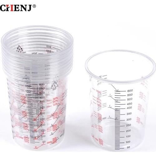 10pcs Transparent Plastic Paint Mixing Cups For Accurate Mixing Of Paint And Liquids 600ML School Laboratory Cups