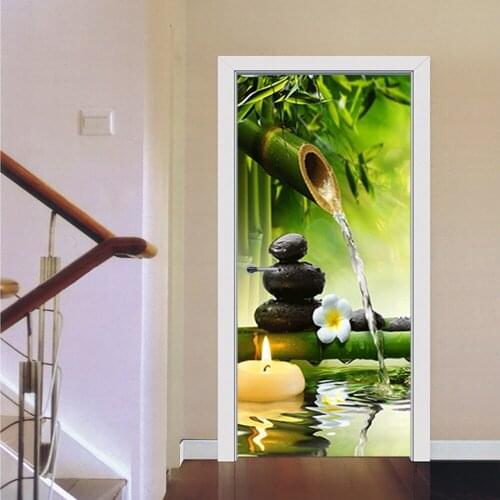 3D door paste foreign trade wall paste candle stone bamboo water decoration sticker
