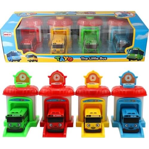 4pcs/set Scale Model Tayo The Little Bus Children Miniature Bus Plastic Baby Oyuncak Garage Tayo Bus Toys Christmas Gift for kid