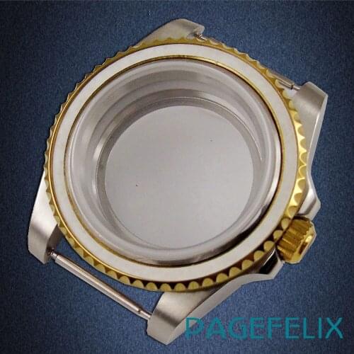 40MM Accessories Parts Sapphire Transparent Glass Brushed Rotating Bezel Watch Case Fit NH35 NH36 Movement