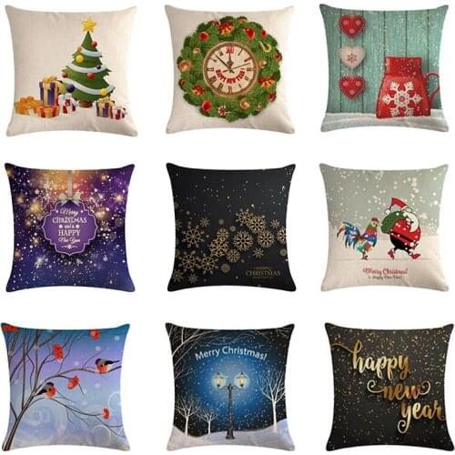 45x45cm Merry Christmas Cushion Cover Sofa Square Pillowcase New Year Christmas Bell Decorations for Home Decor Pillowcase