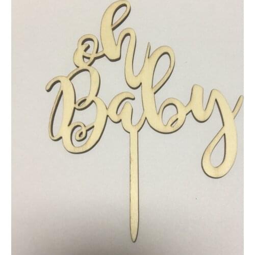5pcs wood oh baby cake topper 1st birthday party decoration baby shower decoratation