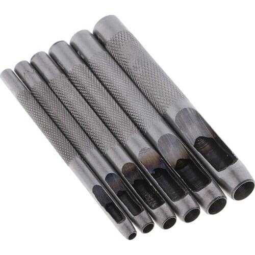6Pcs/set Leather Hole Puncher Hollow Round Punch Tool Strap Belt Stitching 3mm-8mm