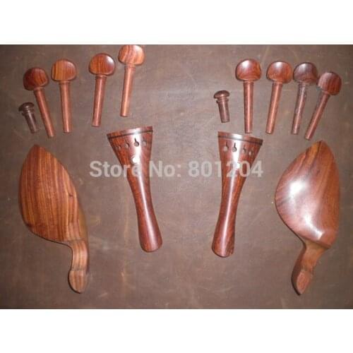 7 Sets Quality 4/4 rose WOOD Violin parts including Chin rest tail piece & pegs end pin
