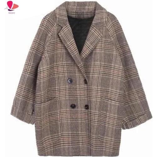 Женские пальто в клетку Apipee China At AliExpress