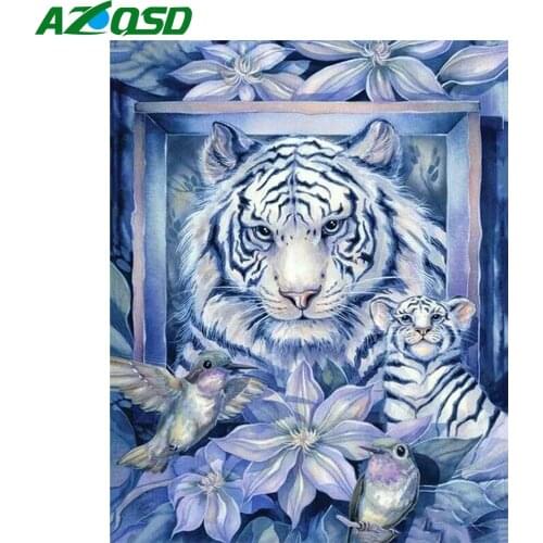 AZQSD Diamond Paintings Tiger Picture Of Rhinestones Diy Wall Art Diamond Embroidery Animal Cross Stitch Kits Home Decor