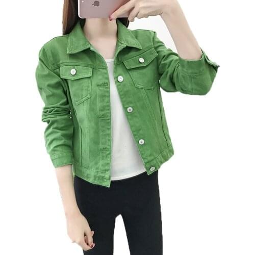Basic Jeans Jacket Women Candy Colors 2020 Spring Woman Denim Jean Coats Jackets Female Slim Stretch Short Coat Feminina Clothes