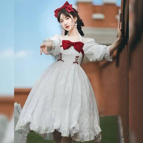 White Lolita Daily Dress Romans Covenant Op Retro Vintage Gothic Victorian Japanese Style Tea Party Sweet Girl Princess Dress