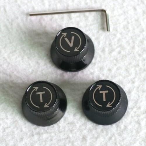 Free Shipping Diy Guitar Kit 3pcs/set 1V 2T Black color Metal Guitar Knobs for ST Guitar