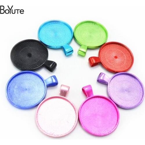 BoYuTe (40 Pieces/Lot) Wholesale Colorful 25MM Cabochon Blank Pendant Base Diy Hand Made Tray Bezel Jewelry Settings