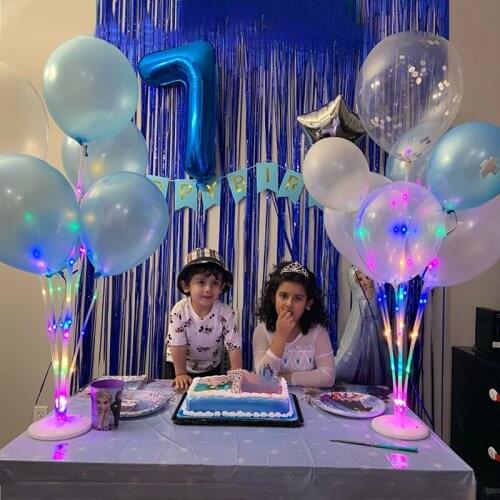 CYUAN 1Set Led Balloon With Column Stand Luminous Transparent Bobo Happy Birthday Ballon Baby Shower Wedding Party Decoration