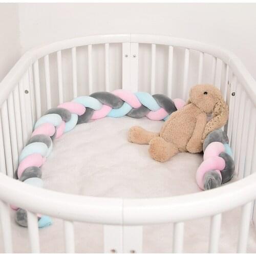 3M Length baby nursery bed bumper Knotted Braid Weaving Plush crib bedding set baby room decoration toddler bed