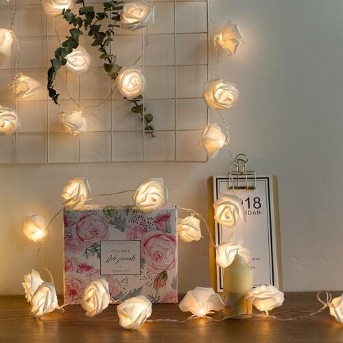 Garland Usb Battery Operated Rose Flower Led Fairy Lights Christmas Holiday String Lights for Valentine Wedding Christmas Decor
