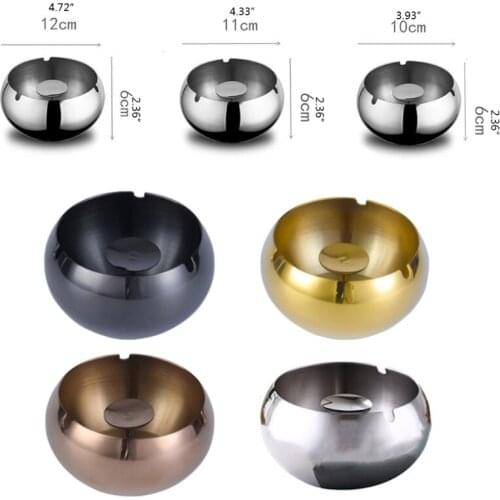 Creative Modern Stainless Steel Ashtray Bowl Outdoor Windproof Metal Smoke Cigarette Tray Holder Box for Patio Home