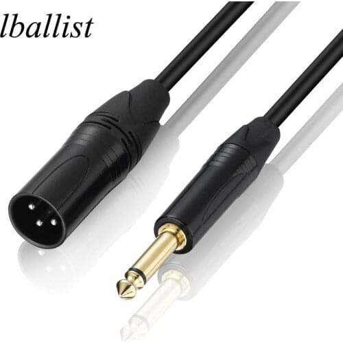 Lballist 1/4''Jack 6.5mm Male to XLR Male Microphone Cable Foil+Braided Shielded 1.8m 3m 5m 10m