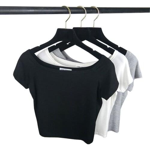 Summer T-Shirt Women O-Neck Solid High Waist Short Fashion T-shirts For Women Casual Slim Womens T-Shirt Camiseta Mujer Top