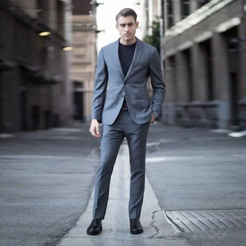 2018 latest coat pant designs grey men suits smart casual slim fit terno business street wedding jacket hemcoming tuxedo 2 piece