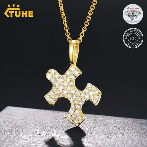 2021 Fashion Moissanite Top Quality 100% 925 Sterling Silver Personality Pendant Necklace For Men Hip Hop Jewelry Drop Shipping