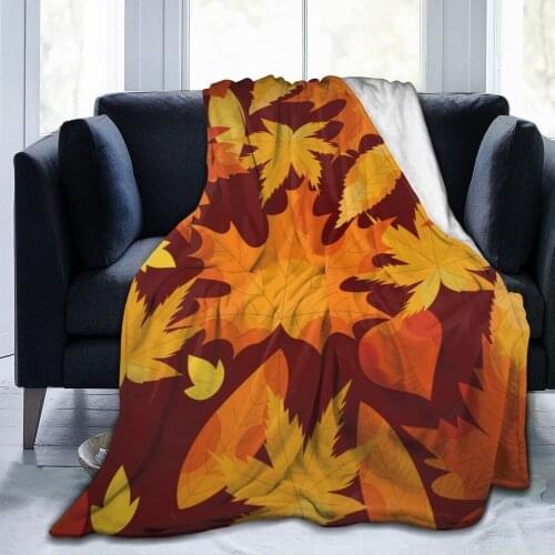 Soft Warm Flannel Blanket Autumn Leaves Travel Portable Winter Throw Thin Bed Sofa Blanket