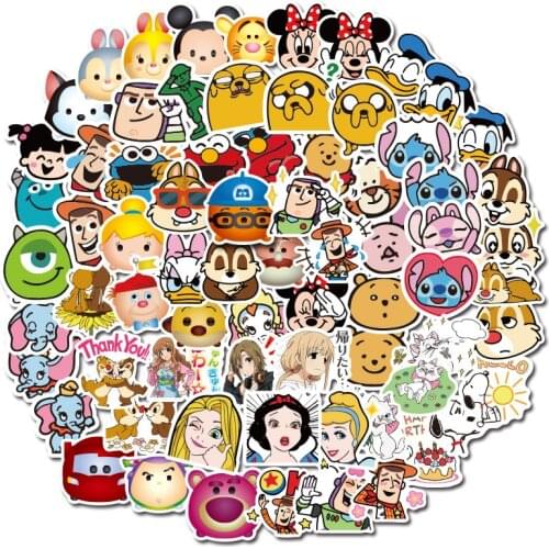 40Pcs Disney Sticker Minnie Mickey Chip 'n' Dale Pooh Frozen Princess Cup Refrigerator Luggage Waterproof Hand Account Sticker