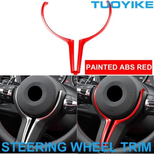 Painted RED ABS Car Steering Wheel Trim Cover Sticker Color-Coated For BMW M2 F87 M3 F80 M4 F83 F10 M5 F06 F12 F13 M6 2014-18