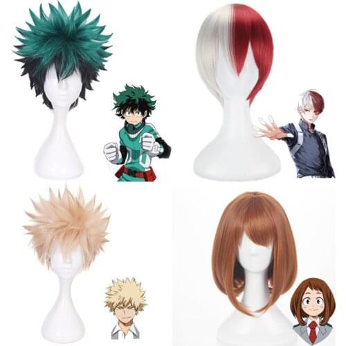 My Hero Academia Wig Boku Tsuyu Peluca Cosplay Red Wigs Baku Hiro Akademia Shoto Todoroki Shouto Costume Cosplay Wig Accessories