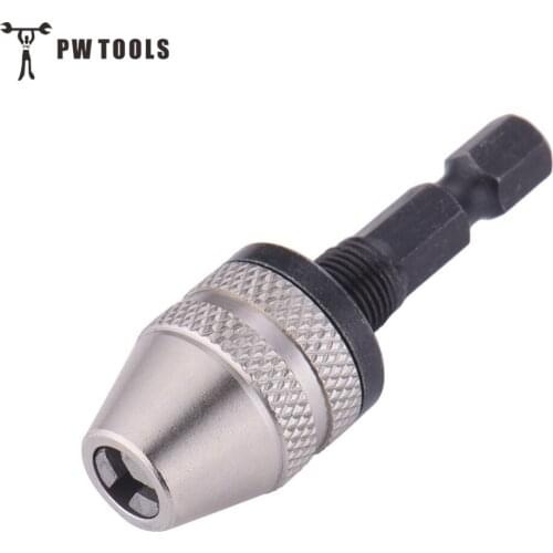 PW TOOLS Hex Shank Keyless Drill Chuck Screwdriver Drill Quick Change Impact Driver Adapter 0.3-3.5mm for Power Tool Accessories