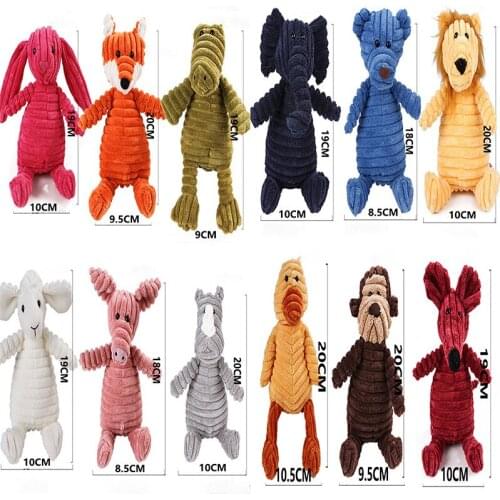 Pet dog and cat gift corduroy animal shape chew plush Squeaks toy dog sport bite sleep play playful toy pet accessories
