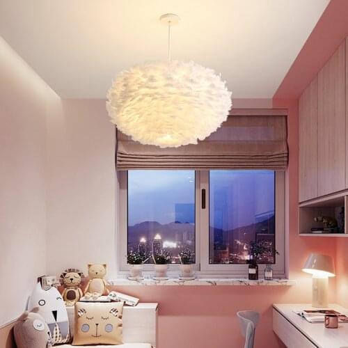Nordic Feather Pendant Lights For Bedroom Kitchen Dining Room Restaurant Cafe LED Hanging Chandelier Suspension Light Fixture