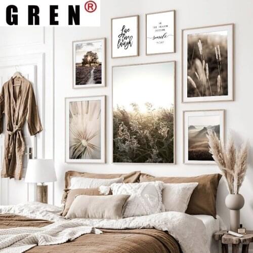 Nature Scenery Picture Home Decor Wall Art Canvas Painting Nordic Modern Grass Landscape Posters and Prints for Dormitory Decor