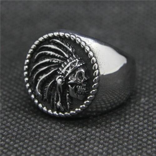 Drop Ship 7-14 Indigenous People Ring 316L Stainless Steel Mens Punk Cool Round Ring